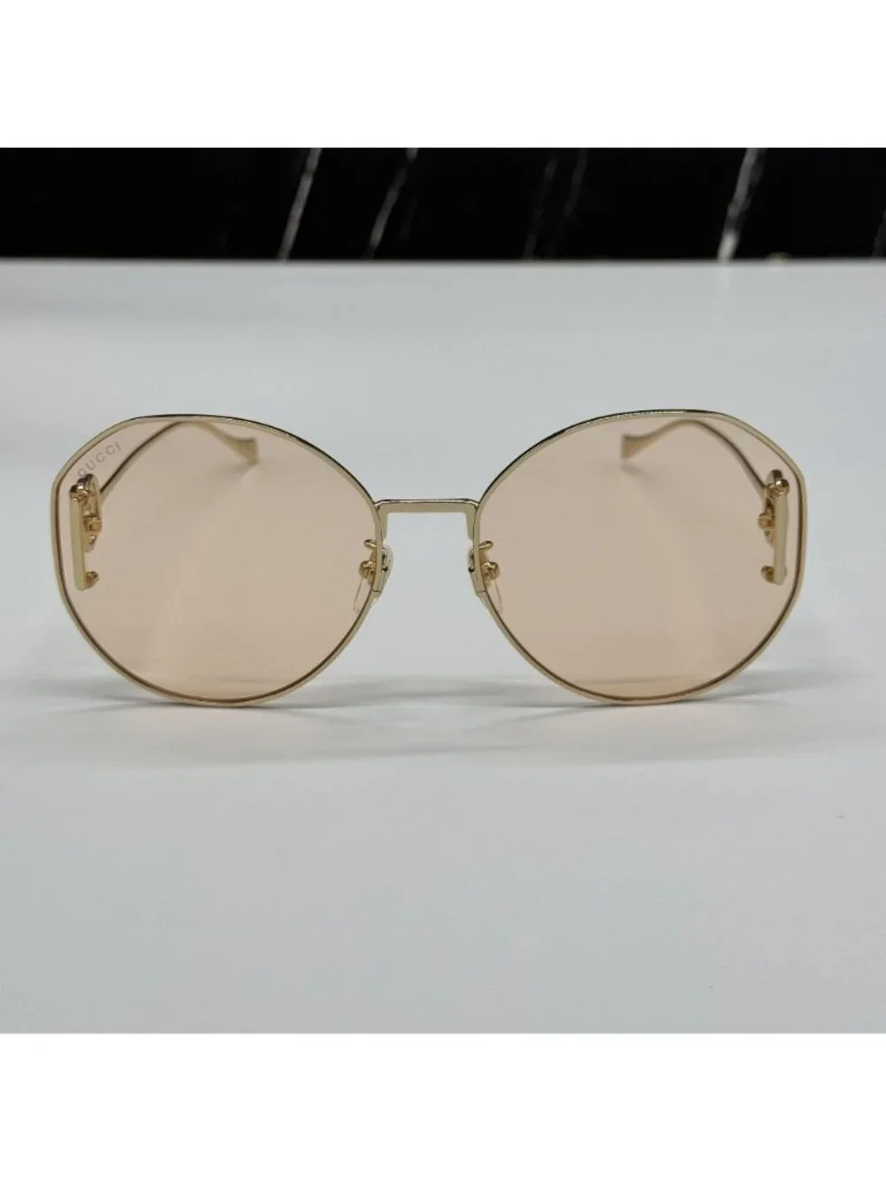 New Gucci GG1206SA 004 Women Oversized Gold Cream Sunglasses